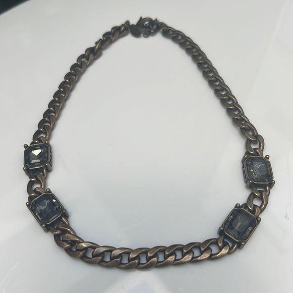 (2/$20) Vintage bronze grey stones necklace/choker - Picture 1 of 3